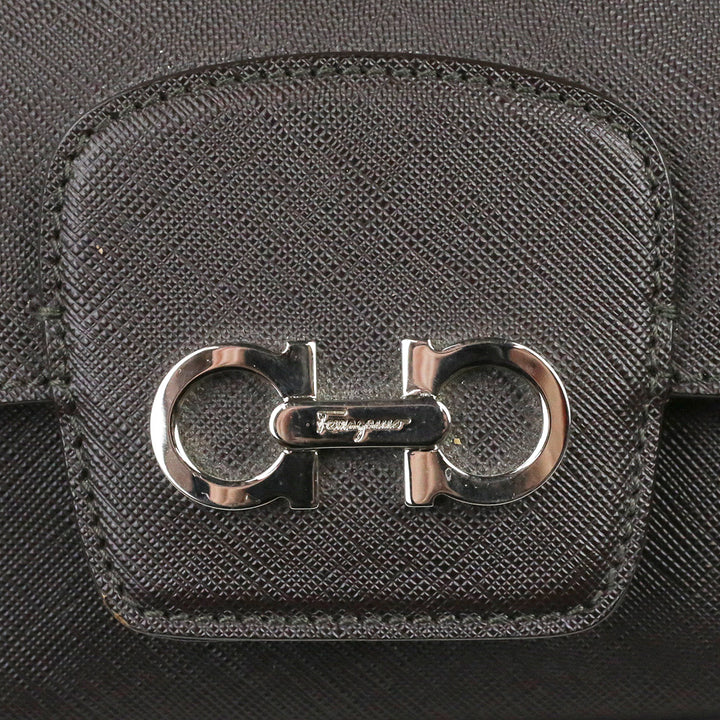 Salvatore Ferragamo Brown Saffiano Leather Gancini Bree Shoulder Bag