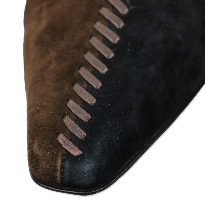 Salvatore Ferragamo Brown/Black Patchwork Suede Whipstitch Pumps