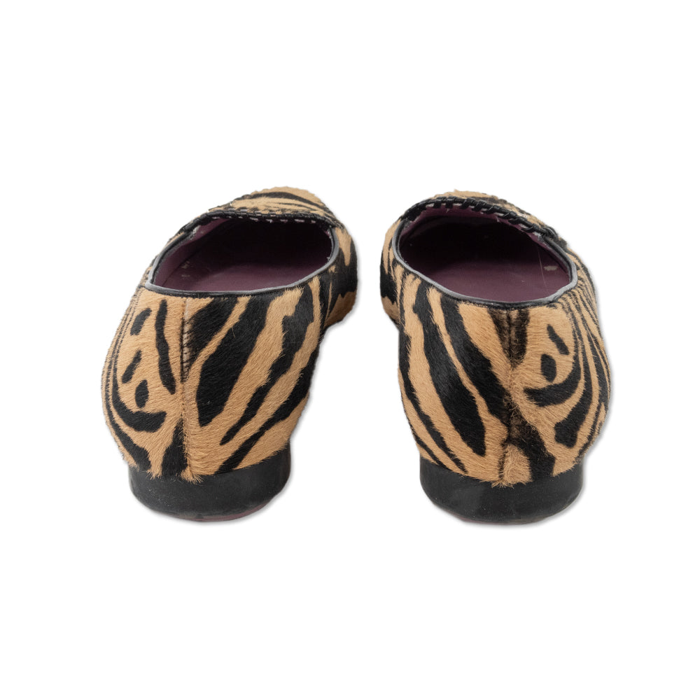 Salvatore Ferragamo Calf Hair Animal Print Round Toe Loafers