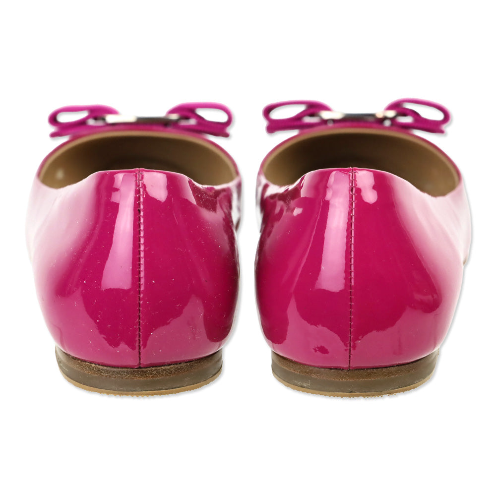 Salvatore Ferragamo Cerise Patent Leather Varina Ballet Flats