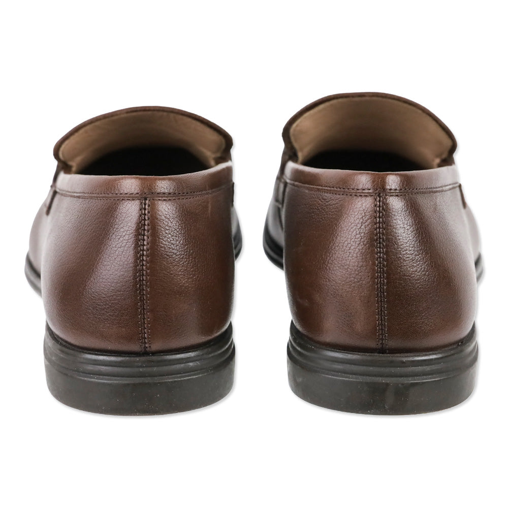 Salvatore Ferragamo Chocolate Brown Pebble Calf Leather Scarlet Gancini Double Bit Loafer