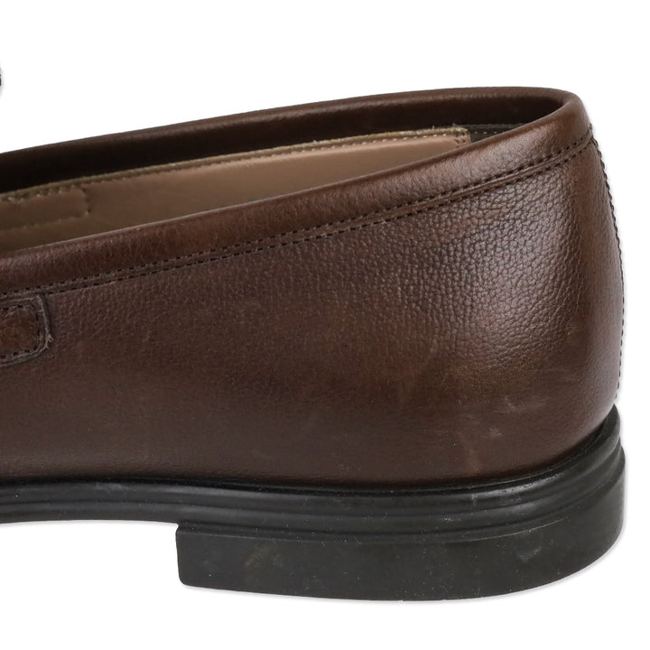 Salvatore Ferragamo Chocolate Brown Pebble Calf Leather Scarlet Gancini Double Bit Loafer