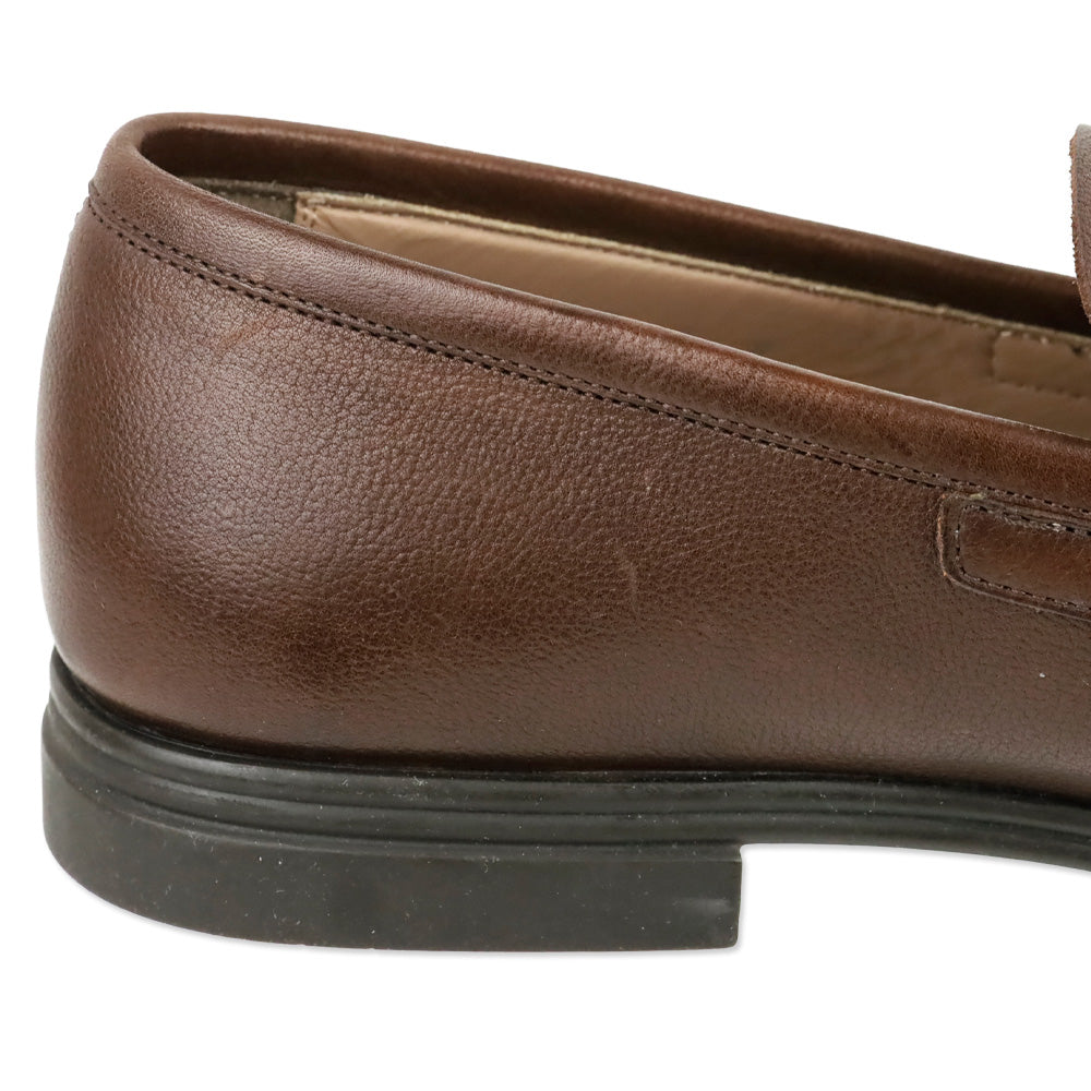 Salvatore Ferragamo Chocolate Brown Pebble Calf Leather Scarlet Gancini Double Bit Loafer