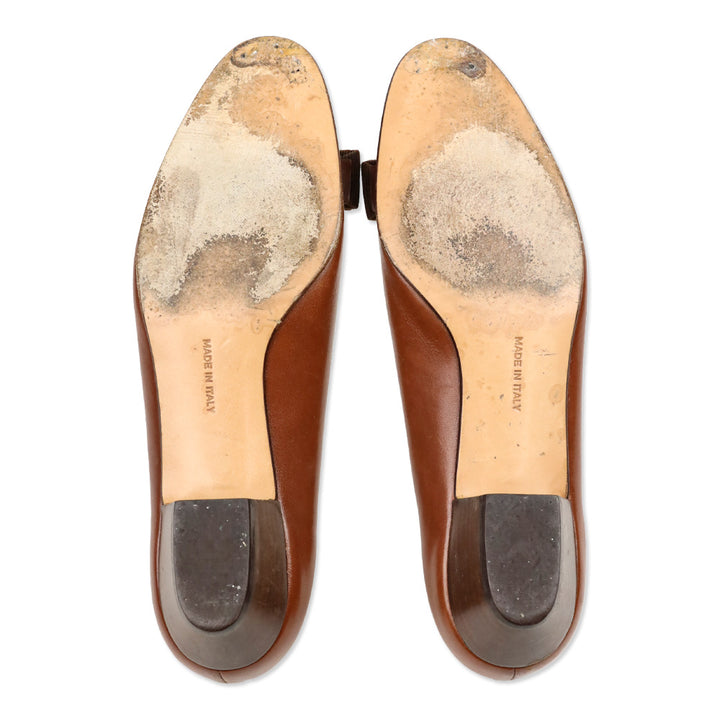 Salvatore Ferragamo Cognac Leather Vara Bow Pump