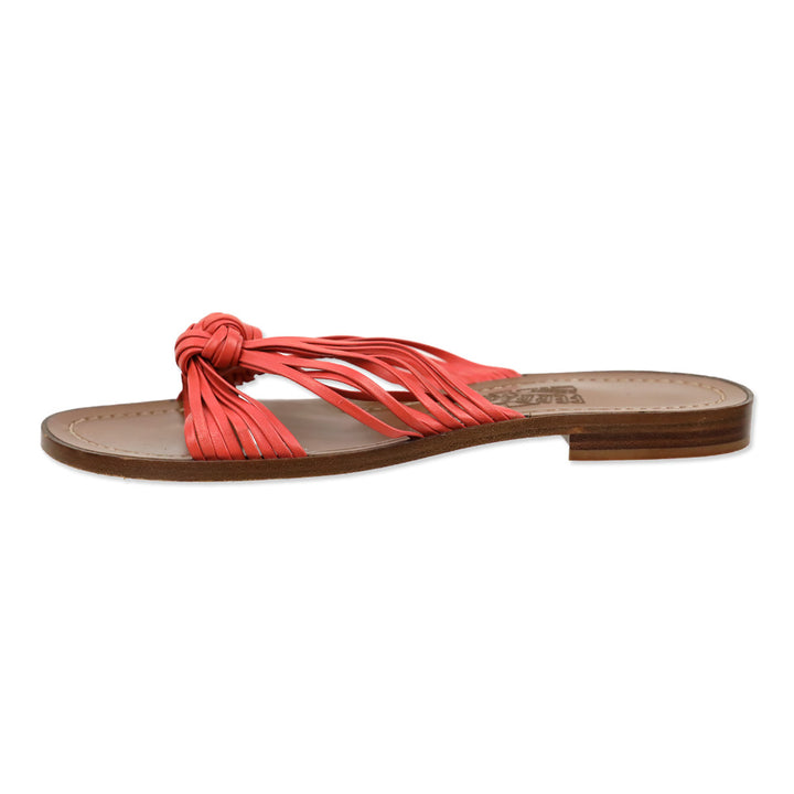 Salvatore Ferragamo Coral Leather Strappy Knot Thong Sandal