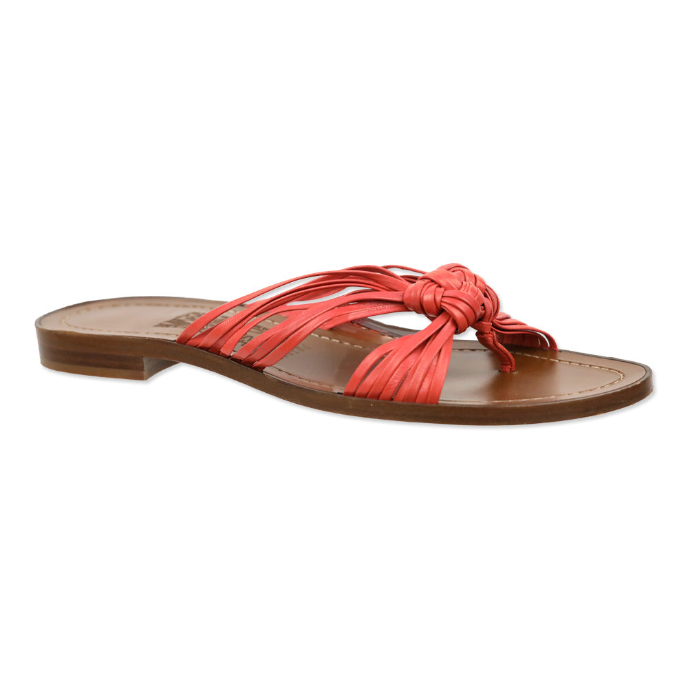 Salvatore Ferragamo Coral Leather Strappy Knot Thong Sandal