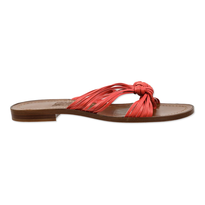 Salvatore Ferragamo Coral Leather Strappy Knot Thong Sandal