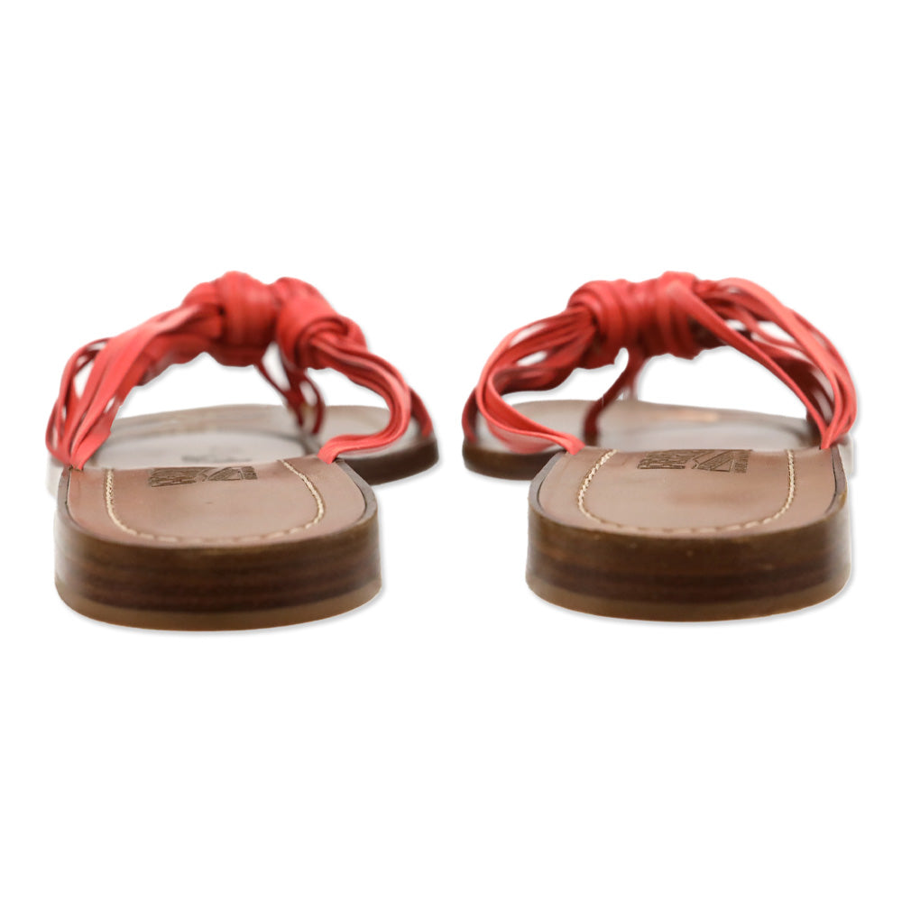 Salvatore Ferragamo Coral Leather Strappy Knot Thong Sandal