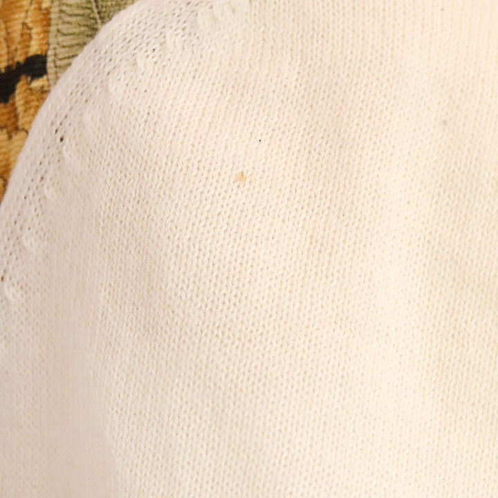 Salvatore Ferragamo Cream Cotton Knit Floral Jungle Print Silk Panel Sweater