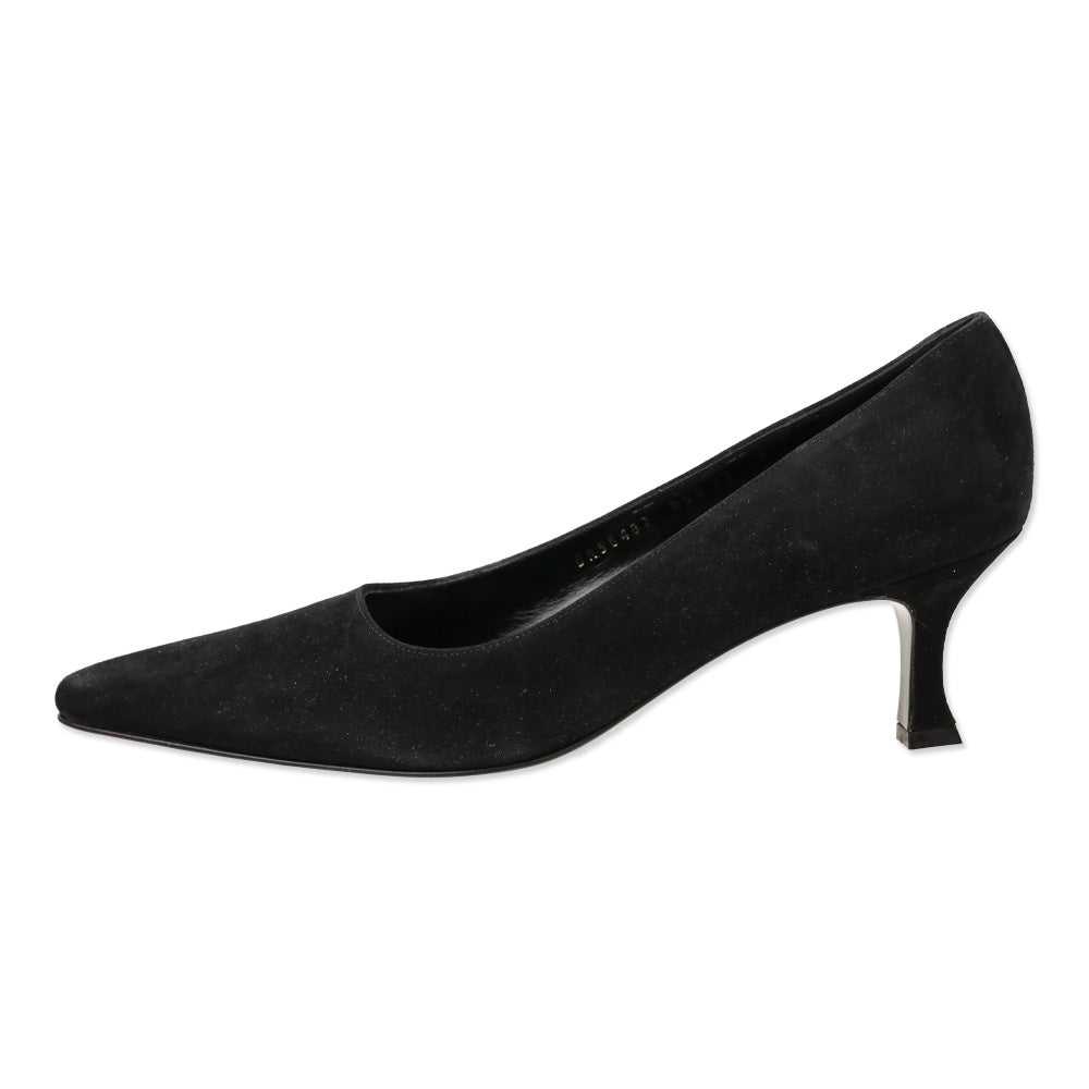 Salvatore Ferragamo Desideria Black Suede Pointed Toe Kitten Pump