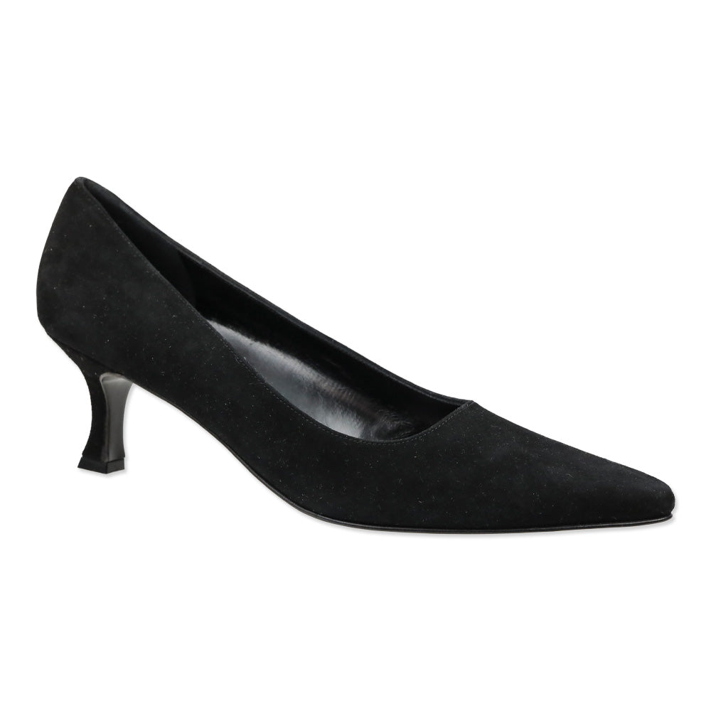 Salvatore Ferragamo Desideria Black Suede Pointed Toe Kitten Pump