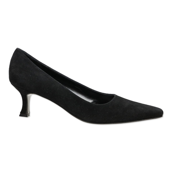 Salvatore Ferragamo Desideria Black Suede Pointed Toe Kitten Pump