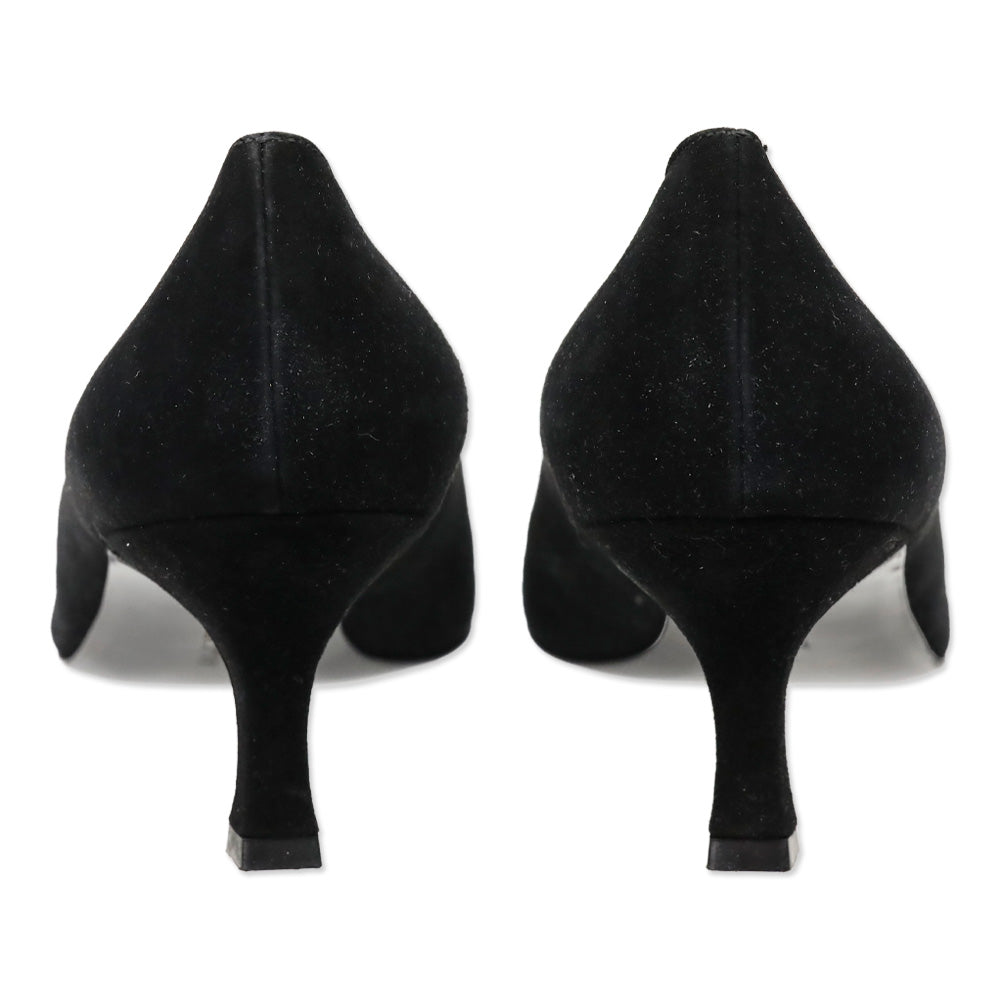 Salvatore Ferragamo Desideria Black Suede Pointed Toe Kitten Pump