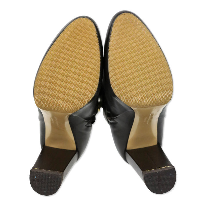 Salvatore Ferragamo Fiamma Dark Brown Leather Gold Gancini Buckle Boots