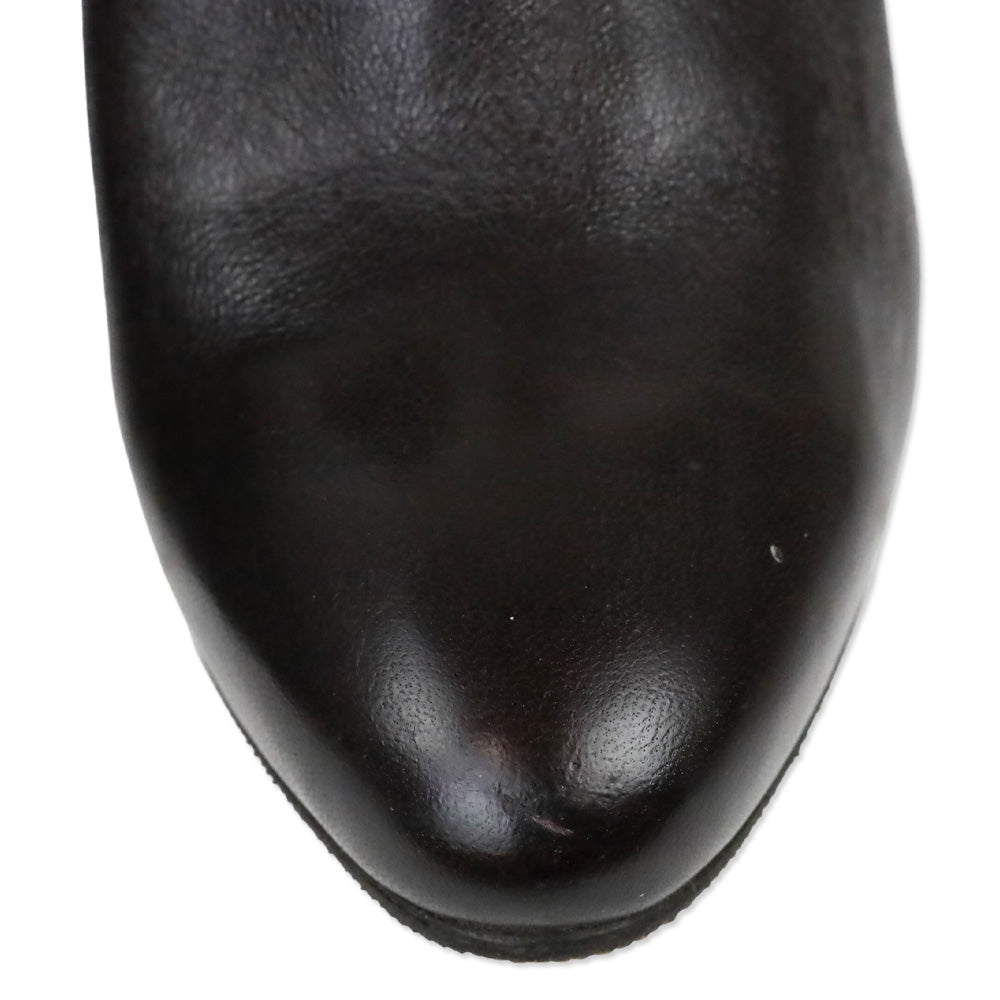 Salvatore Ferragamo Fiamma Dark Brown Leather Gold Gancini Buckle Boots