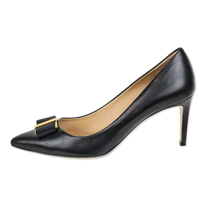 Salvatore Ferragamo Friuli 70 Black Leather Pumps