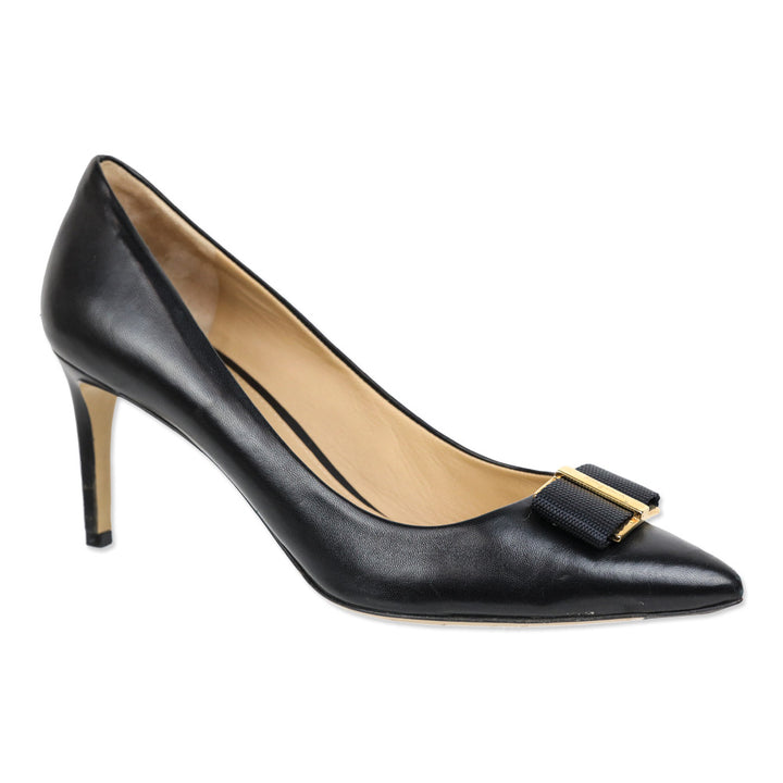Salvatore Ferragamo Friuli 70 Black Leather Pumps
