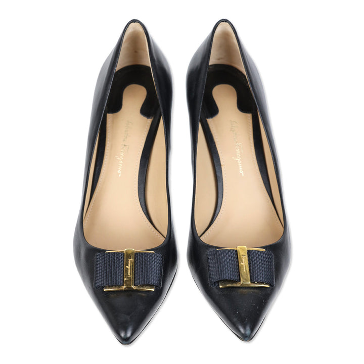 Salvatore Ferragamo Friuli 70 Black Leather Pumps