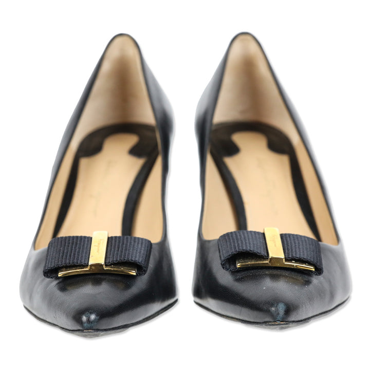 Salvatore Ferragamo Friuli 70 Black Leather Pumps