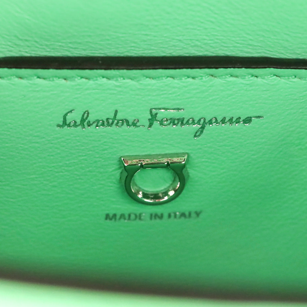 Salvatore Ferragamo Green Trifolio Shoulder Bag