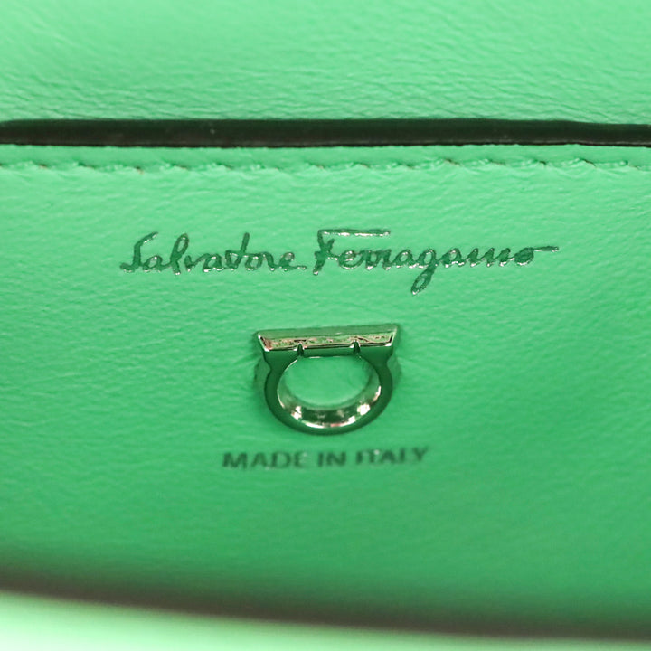 Salvatore Ferragamo Green Trifolio Shoulder Bag