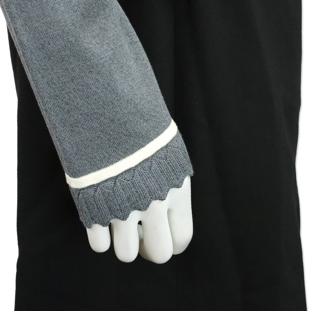 Salvatore Ferragamo Grey Knit Scalloped Trim Cardigan with Python Print Silk Panel Detail
