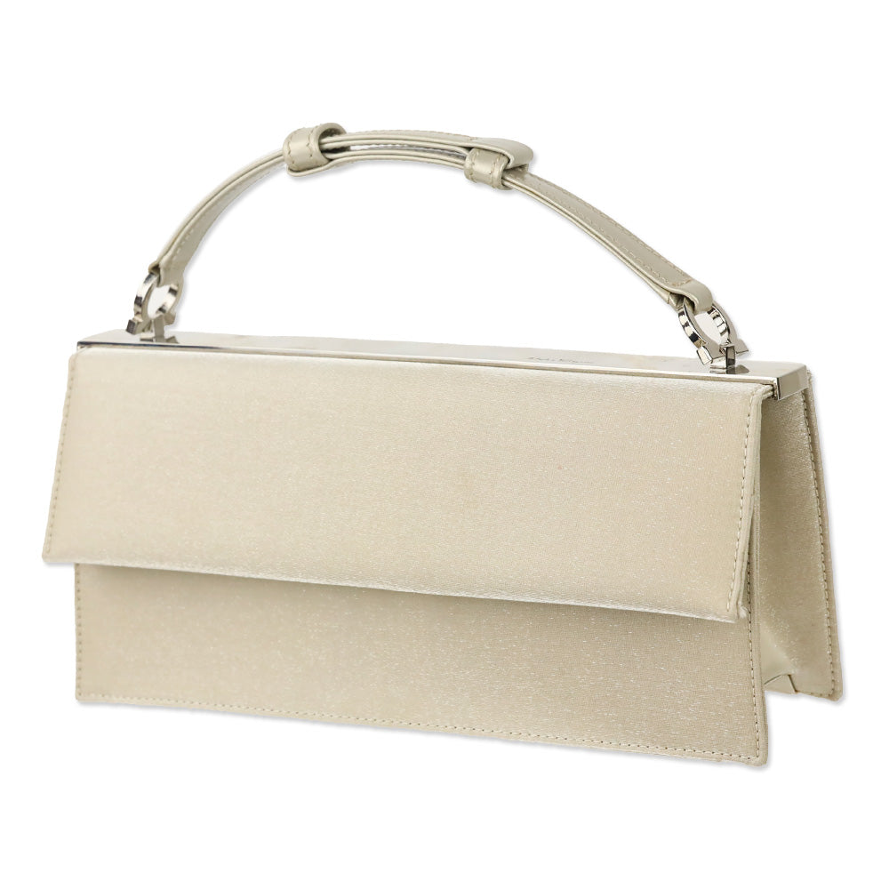 Salvatore Ferragamo Grey Satin Small Flap Top Handle Bag