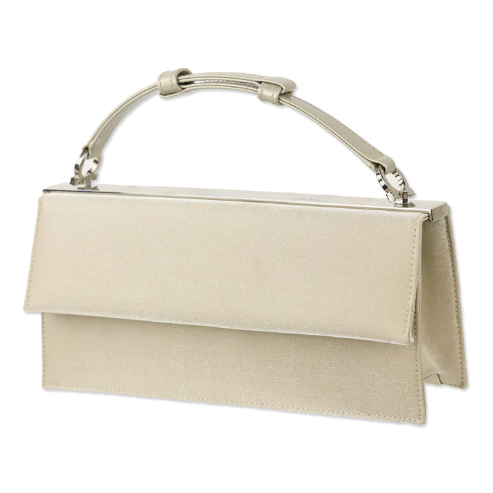 Salvatore Ferragamo Grey Satin Small Flap Top Handle Bag