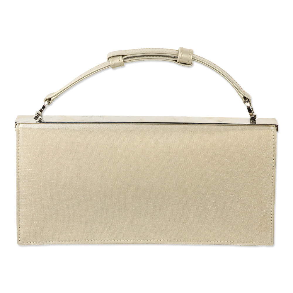 Salvatore Ferragamo Grey Satin Small Flap Top Handle Bag
