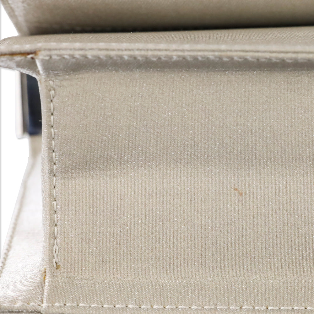 Salvatore Ferragamo Grey Satin Small Flap Top Handle Bag