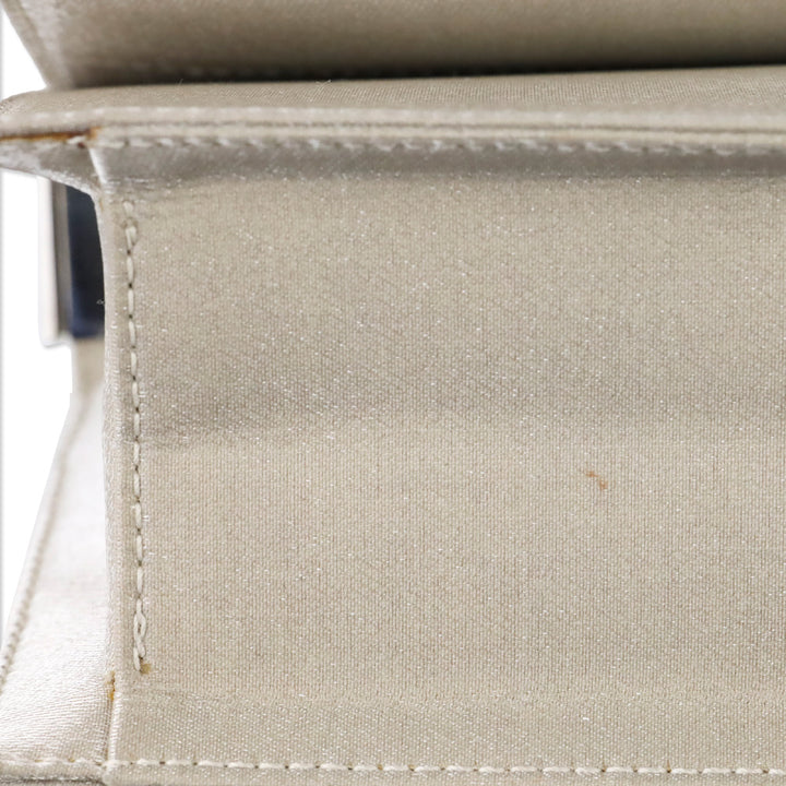 Salvatore Ferragamo Grey Satin Small Flap Top Handle Bag