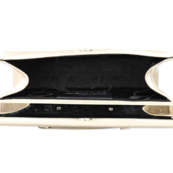Salvatore Ferragamo Grey Satin Small Flap Top Handle Bag