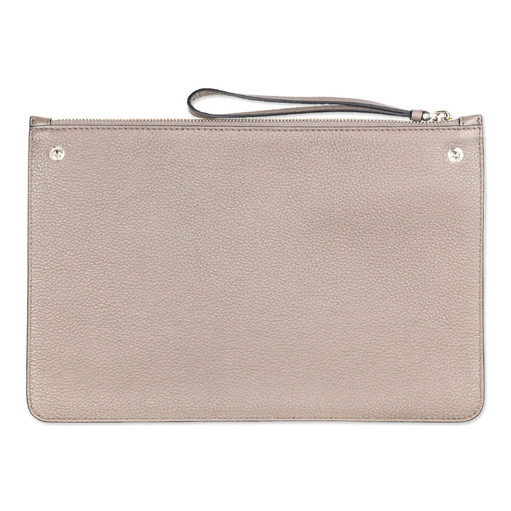 Salvatore Ferragamo Large Studio Taupe Pebbled Leather Top Handle Bag