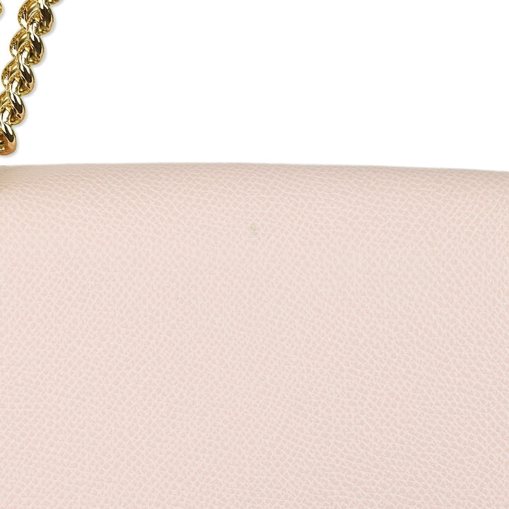 Salvatore Ferragamo Light Pink Grained Leather Vara Bow Chain Shoulder Bag