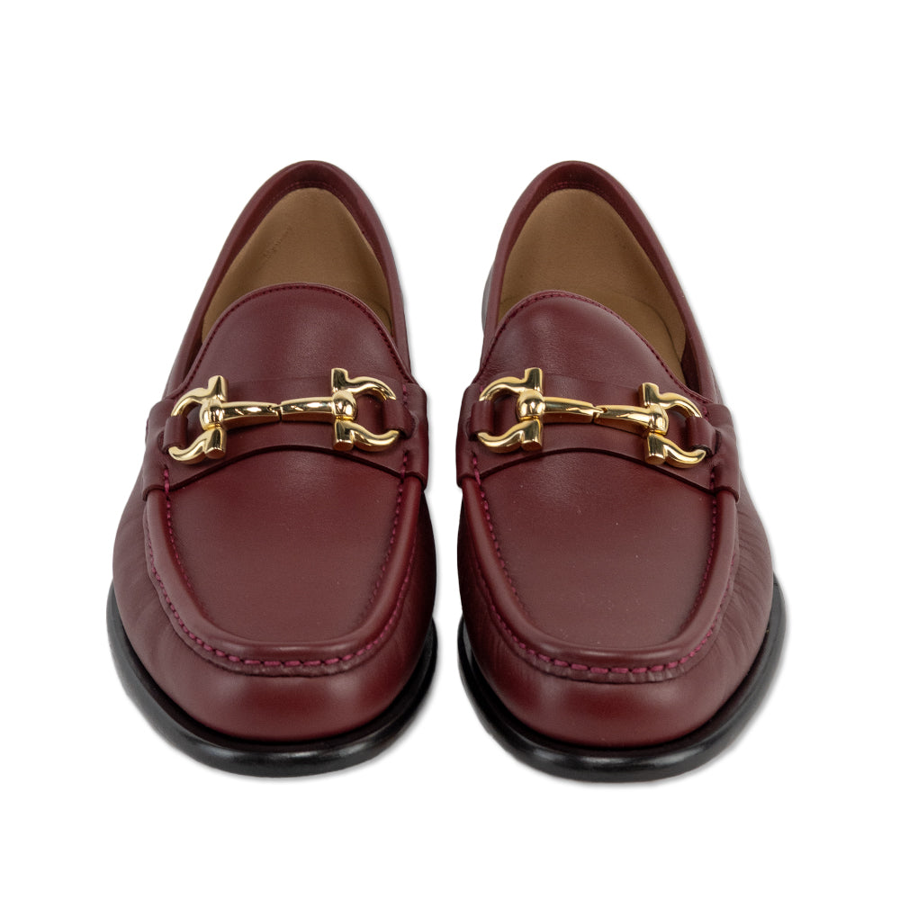 Salvatore Ferragamo Mason 3 Burgundy Leather Gold Horsebit Loafer