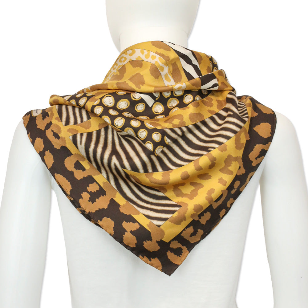 Salvatore Ferragamo Mixed Animal Print Gancini Silk Square Scarf