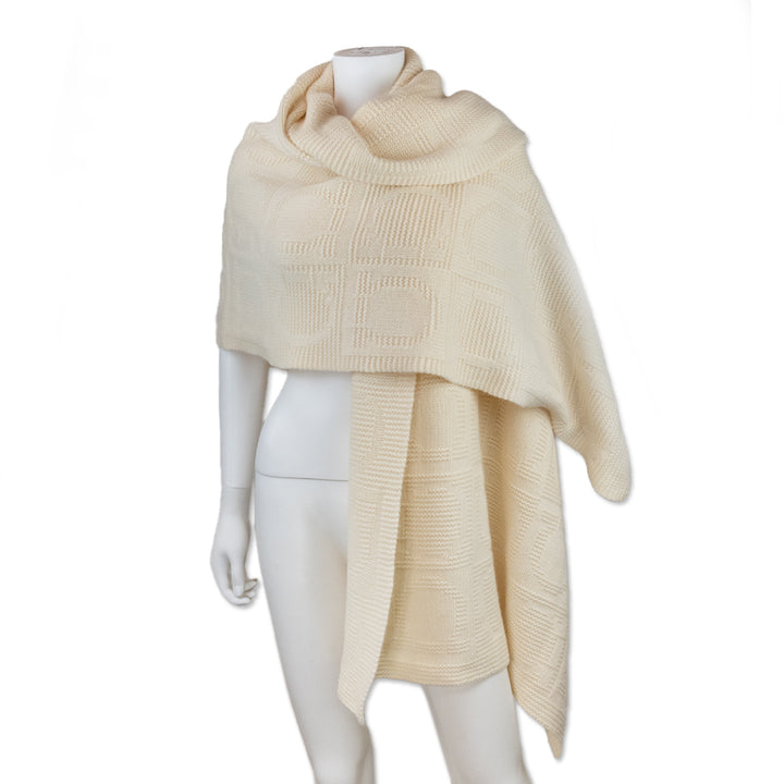 Salvatore Ferragamo Monogram Knit Wool Shawl