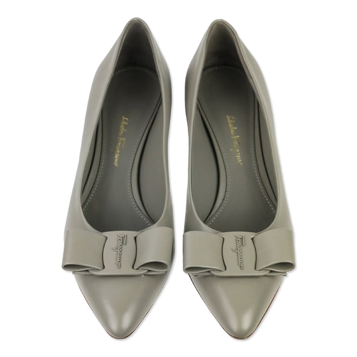 Salvatore Ferragamo Natural Grey/Taupe Lambskin Viva Pump