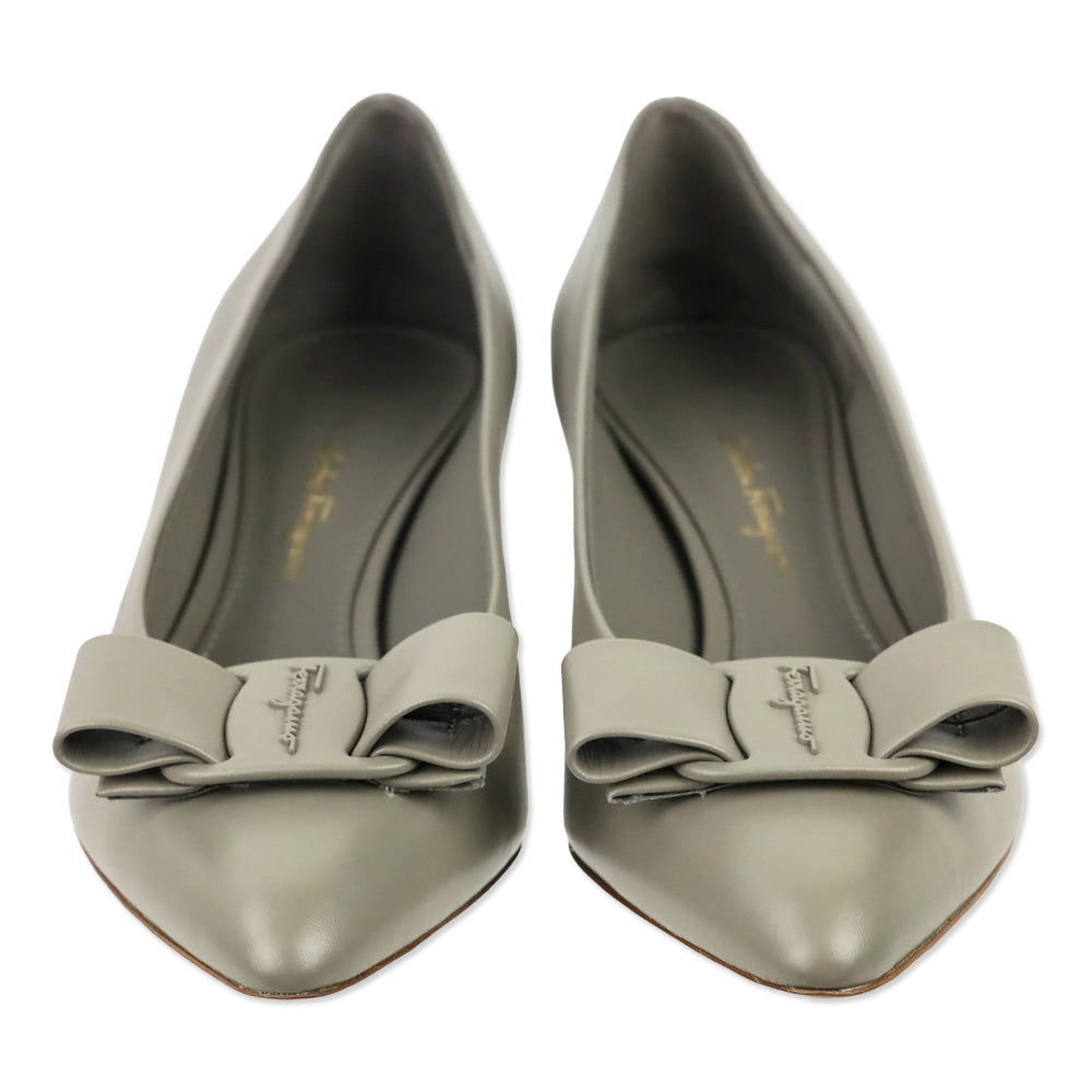 Salvatore Ferragamo Natural Grey/Taupe Lambskin Viva Pump