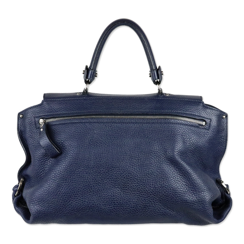 Salvatore Ferragamo Navy Grained Leather Large Sofia Shoulder Bag