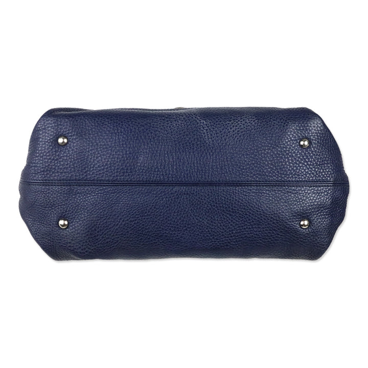 Salvatore Ferragamo Navy Grained Leather Large Sofia Shoulder Bag