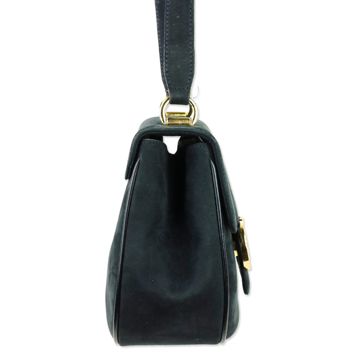Salvatore Ferragamo Navy Suede Double Gancini North-South crossbody bag (XS)