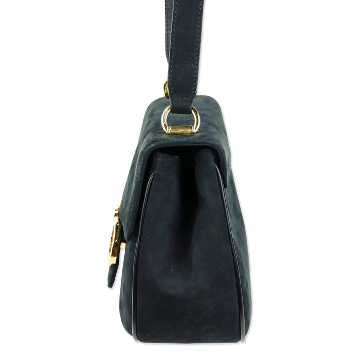 Salvatore Ferragamo Navy Suede Double Gancini North-South crossbody bag (XS)