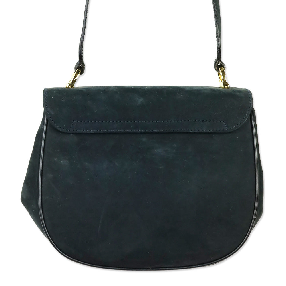 Salvatore Ferragamo Navy Suede Double Gancini North-South crossbody bag (XS)