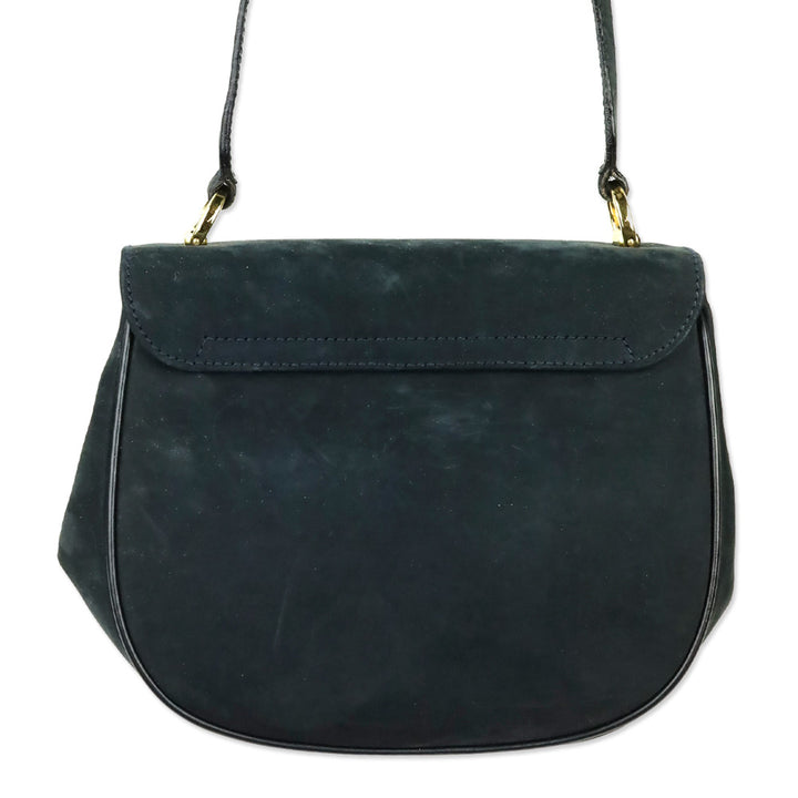 Salvatore Ferragamo Navy Suede Double Gancini North-South crossbody bag (XS)