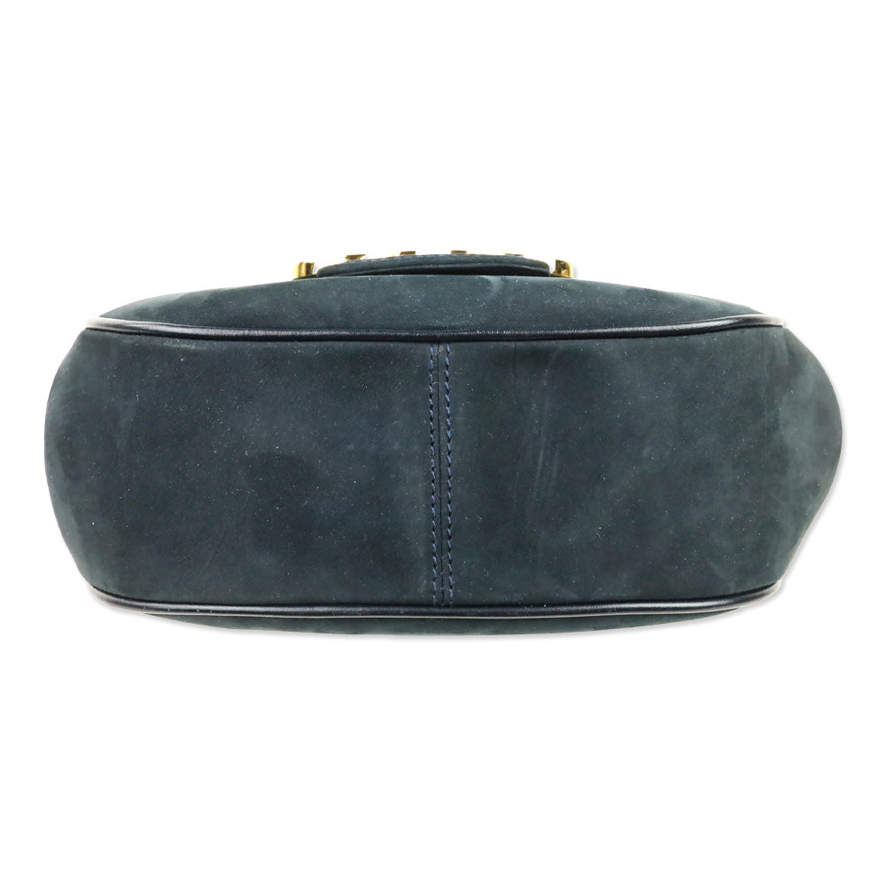 Salvatore Ferragamo Navy Suede Double Gancini North-South crossbody bag (XS)