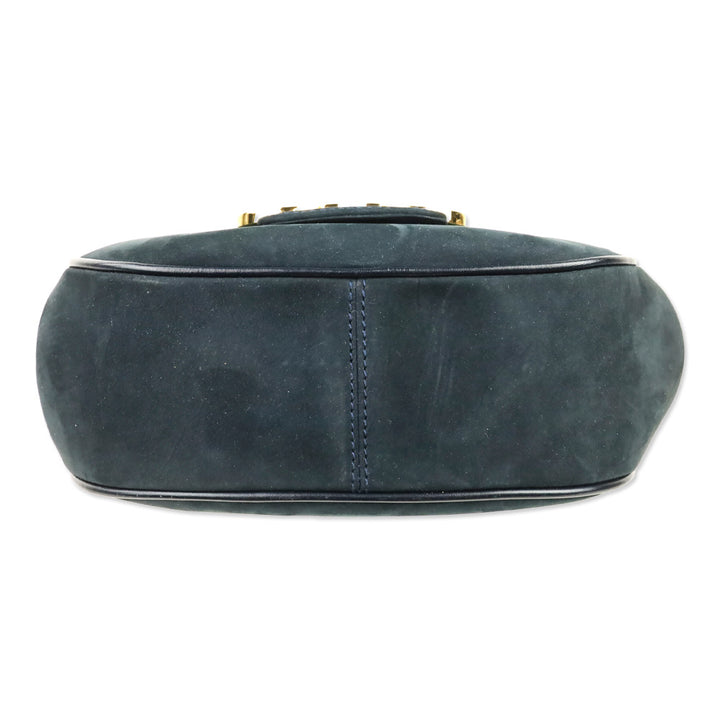 Salvatore Ferragamo Navy Suede Double Gancini North-South crossbody bag (XS)