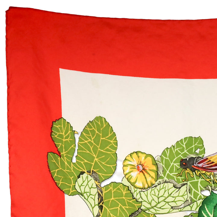 Salvatore Ferragamo Orange Harvest Pumpkin Mum Prink Silk Scarf