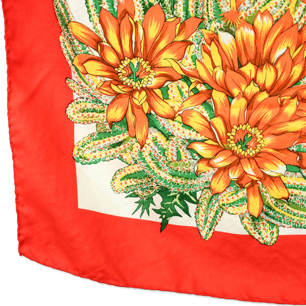 Salvatore Ferragamo Orange Harvest Pumpkin Mum Prink Silk Scarf