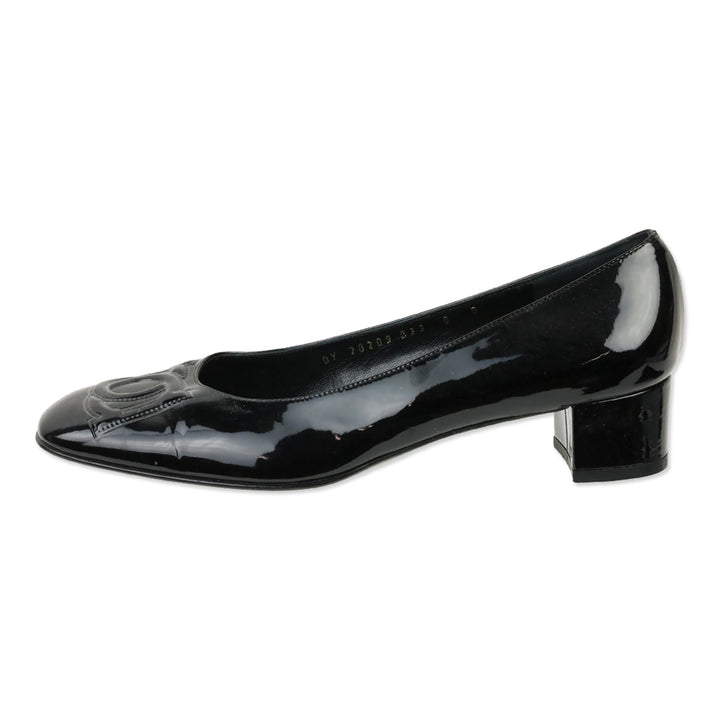 Salvatore Ferragamo Patent Leather Gancini Logo Pumps
